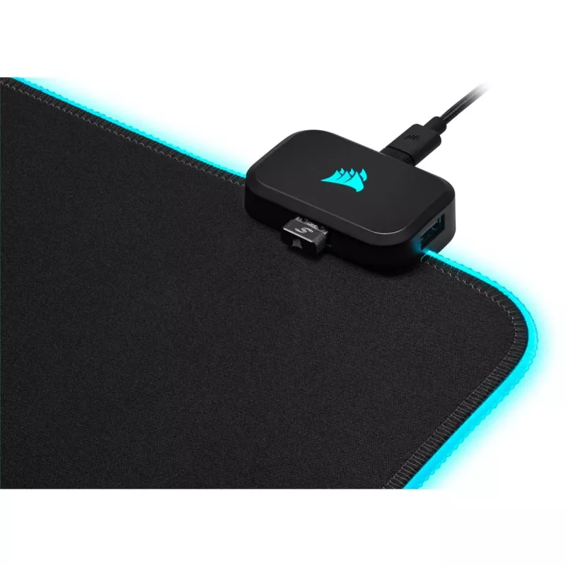 Gaming mouse pad CORSAIR MM700 RGB — 930×400 mm, 4 mm thickness, rubber base, USB-powered LED backlight, black