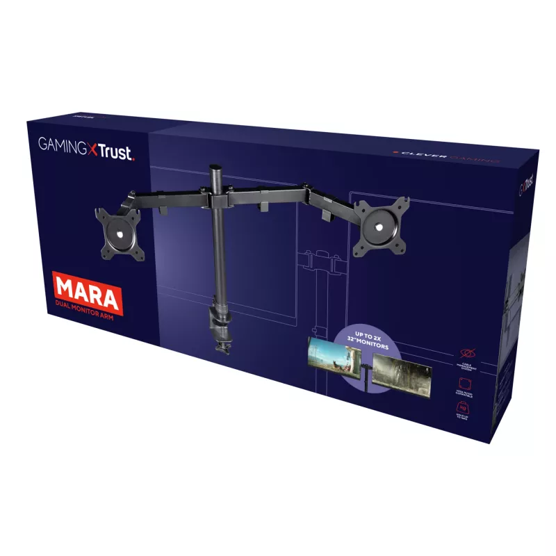 Trust GXT 1120 Mara Dual Monitor Arm 81.3 cm (32 inch) Desk Black