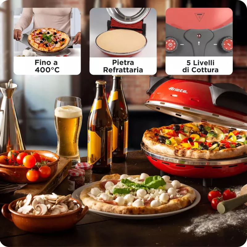 Pizza Maker Ariete 0909/10 1200 W Black Red 1 Pizza 33 cm