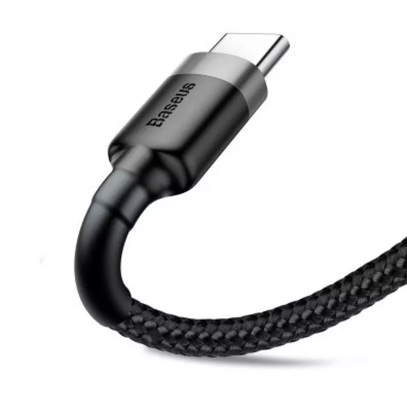 BASEUS Braided Cafule Fast Charging Cable - USB Type-A To Type-C 2A - 3m - Grey/ Black (Nylon)