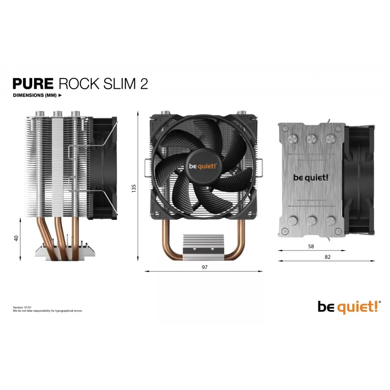 be quiet! PURE ROCK SLIM 2 Processor Cooler 9.2 cm Silver 1 pc(s)