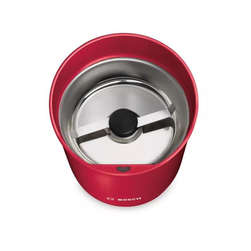 Blade coffee grinder Bosch TSM6A014R, 75 g capacity, 180 W, stainless steel blades, red