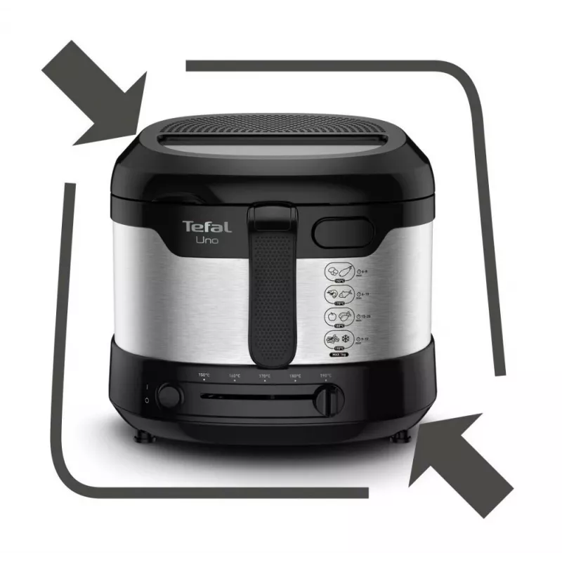 Tefal Uno FF215D Single 1.8 L Stand-alone 1600 W Deep fryer Black, Stainless steel