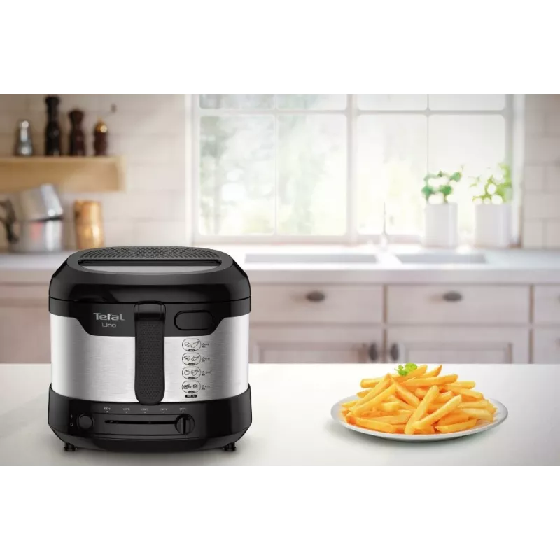 Tefal Uno FF215D Single 1.8 L Stand-alone 1600 W Deep fryer Black, Stainless steel