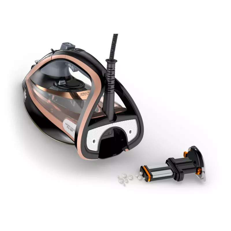 Tefal Ultimate Pure FV9845 steam iron, 3200 W, Durilium AirGlide Autoclean soleplate, 60 g/min continuous steam, 260 g/min steam boost, 350 ml tank, vertical steam, black/copper