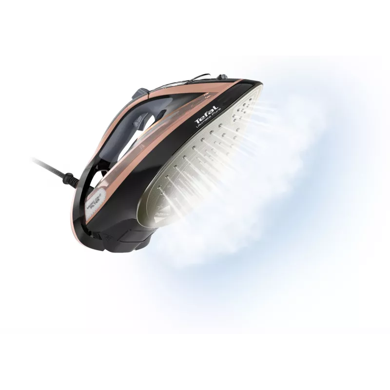 Tefal Ultimate Pure FV9845 steam iron, 3200 W, Durilium AirGlide Autoclean soleplate, 60 g/min continuous steam, 260 g/min steam boost, 350 ml tank, vertical steam, black/copper