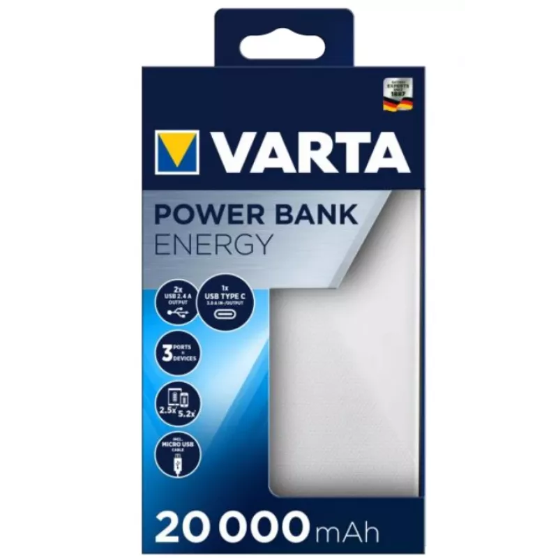 VARTA Power Bank Energy 20000 - 20000mah - 2 X USB A 1 X USB C