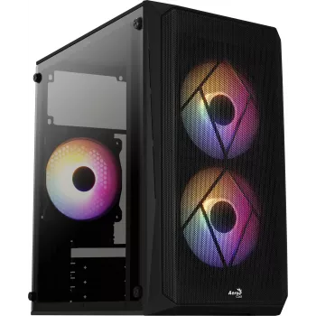 PC case AEROCOOL CS107V2 Mini Tower — Black, microATX/Mini-ITX, 2x120mm fans, 1x3.5 inch + 2x2.5 inch bays