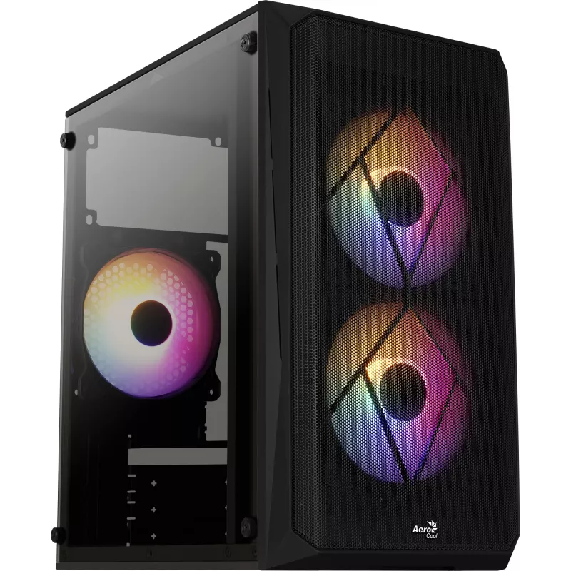 PC case AEROCOOL CS107V2 Mini Tower — Black, microATX/Mini-ITX, 2x120mm fans, 1x3.5 inch + 2x2.5 inch bays