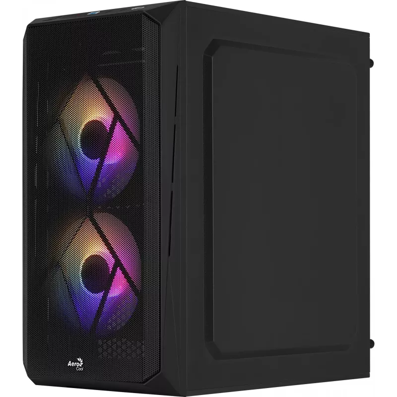 PC case AEROCOOL CS107V2 Mini Tower — Black, microATX/Mini-ITX, 2x120mm fans, 1x3.5 inch + 2x2.5 inch bays