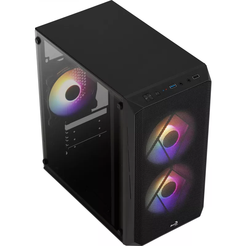 PC case AEROCOOL CS107V2 Mini Tower — Black, microATX/Mini-ITX, 2x120mm fans, 1x3.5 inch + 2x2.5 inch bays