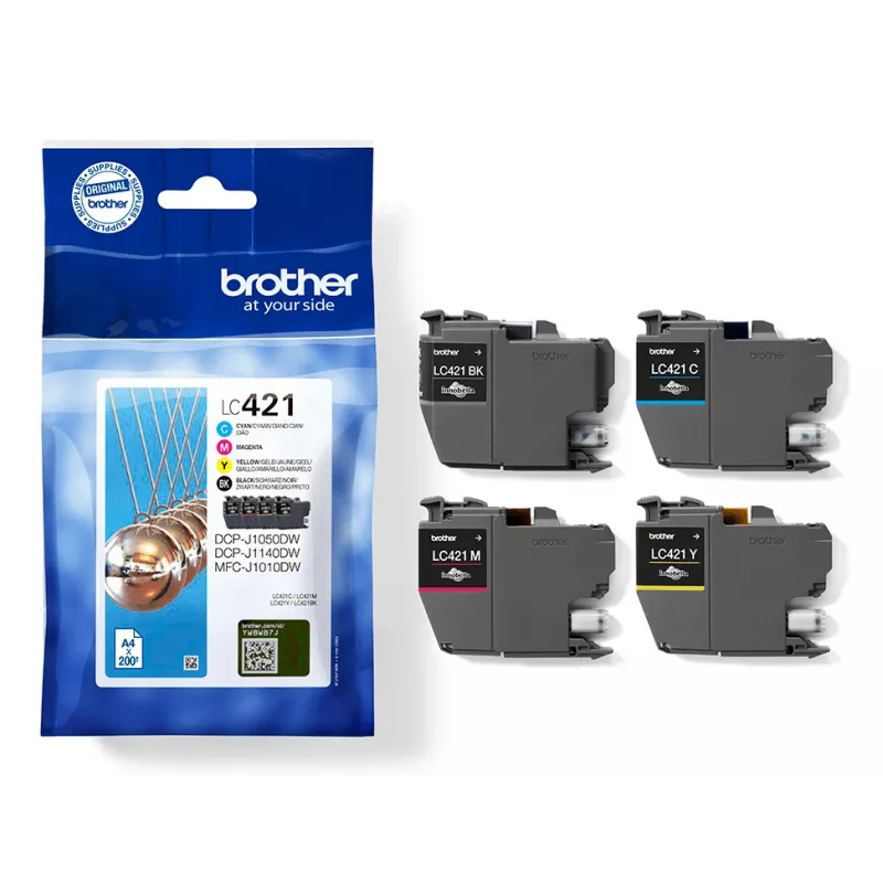 Brother LC421VALDR ink cartridge 4 pc(s) Original Black, Cyan, Magenta, Yellow