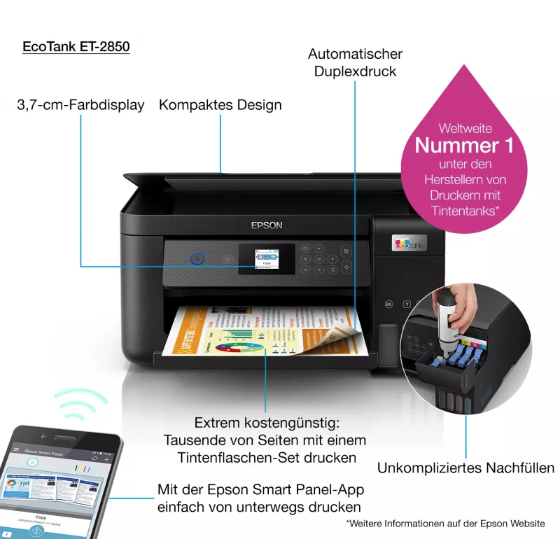 Epson EcoTank ET-2850 A4 Multifunction Wi-Fi Ink Tank Printer