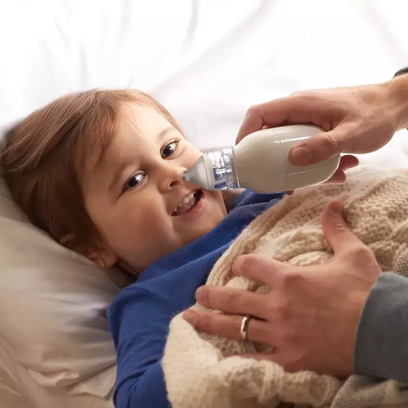 Electric nasal aspirator BRAUN BNA 100 — battery‑powered, adjustable suction, removable tips, white