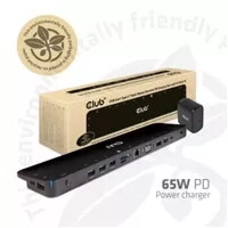 CLUB3D UNIVERSAL USB Gen1 Type-C Triple Display Dynamic PD Charging Dock with 65 Watt PS ( VGA, HDMI, DP, ETHERNET)