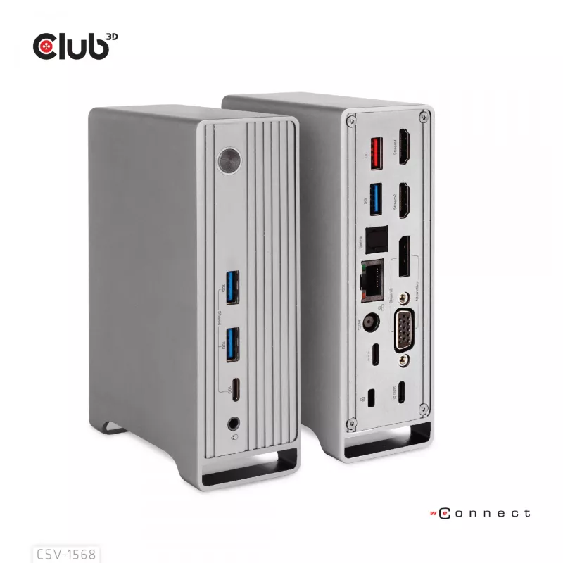 Docking Station CLUB3D CSV-1568 Metal Casing USB Gen2 Type-C USB Gen2 Type-A HDMI DP VGA RJ45 120W