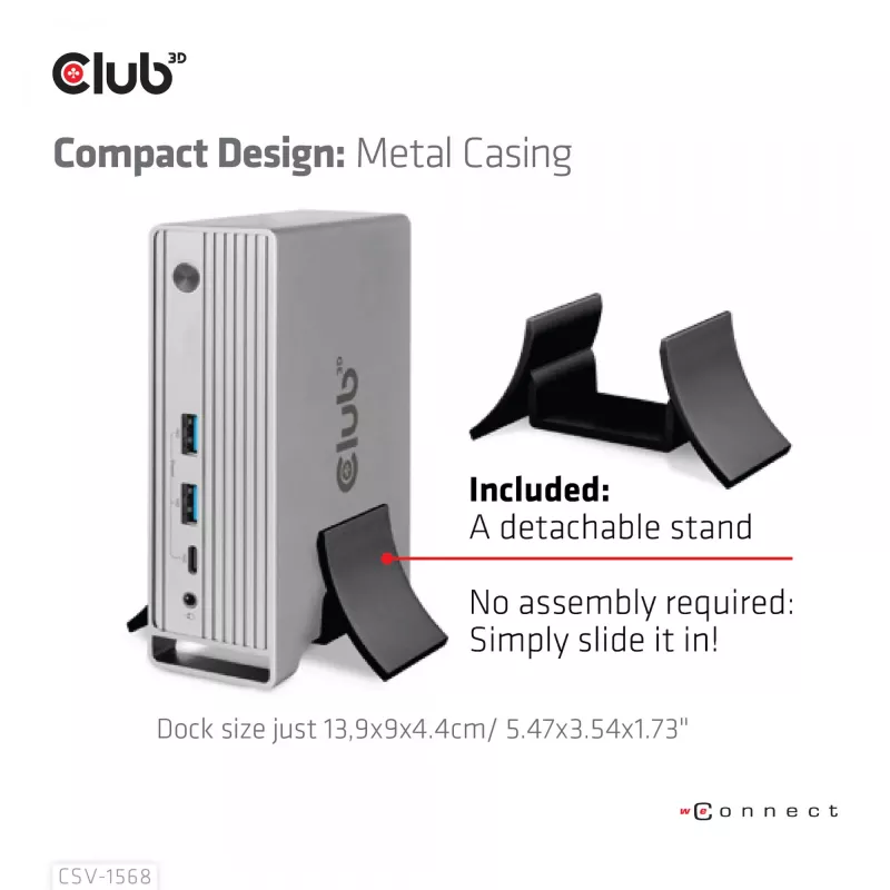 Docking Station CLUB3D CSV-1568 Metal Casing USB Gen2 Type-C USB Gen2 Type-A HDMI DP VGA RJ45 120W