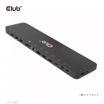 CLUB3D USB Gen1 Type-C Triple Display DP Alt mode Displaylink Dynamic PD Charging Dock with 120 Watt PS