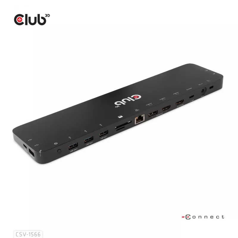 CLUB3D USB Gen1 Type-C Triple Display DP Alt mode Displaylink Dynamic PD Charging Dock with 120 Watt PS