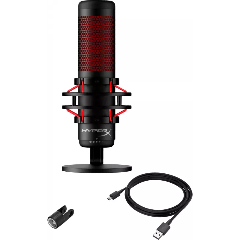 HyperX QuadCast - USB Microphone (Black-Red) - Red Lighting