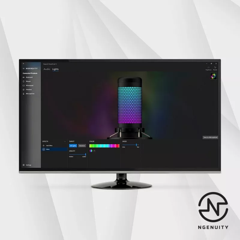 HyperX QuadCast S - USB Microphone (Black-Grey) - RGB Lighting