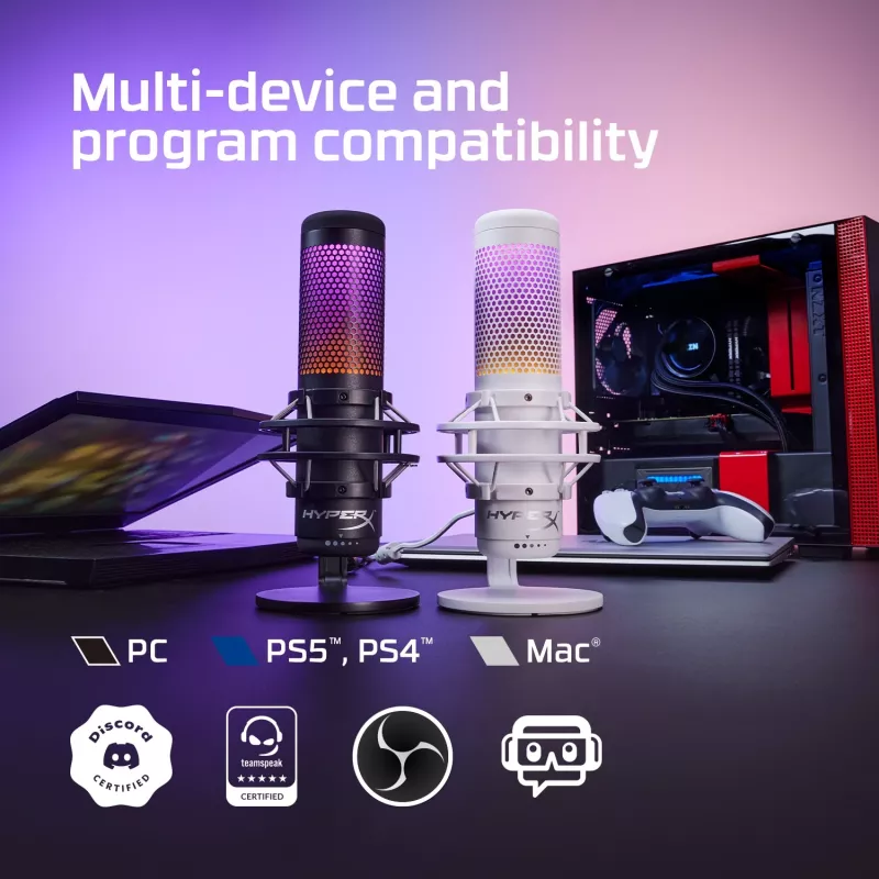 HyperX QuadCast S - USB Microphone (Black-Grey) - RGB Lighting