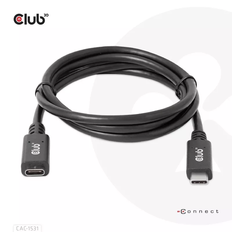 USB Gen1 Type-C extension cable CLUB3D CAC-1531, 1 m, USB-C male to 2× USB-C female, 5 Gbps, 60W PD, 4K@60Hz