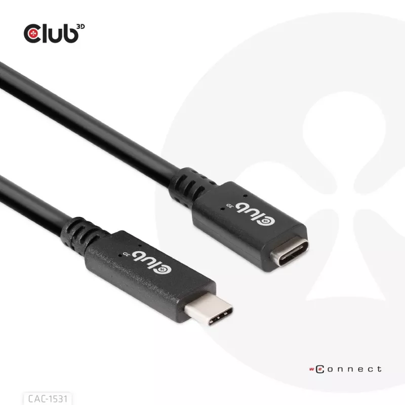 USB Gen1 Type-C extension cable CLUB3D CAC-1531, 1 m, USB-C male to 2× USB-C female, 5 Gbps, 60W PD, 4K@60Hz