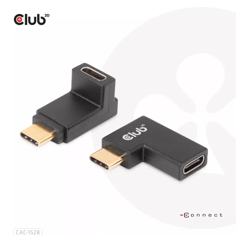 USB Type-C Gen2 angled adapter set of 2 CLUB3D CAC-1528 — USB-C to USB-C, supports 4K@120Hz