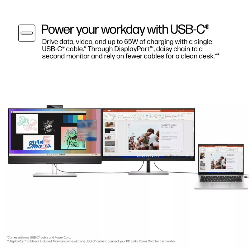 HP E-Series E27m G4 QHD USB-C Conferencing Monitor, 68.6 cm (27 inch), 2560 x 1440 pixels, Quad HD, LCD, 5 ms, Black