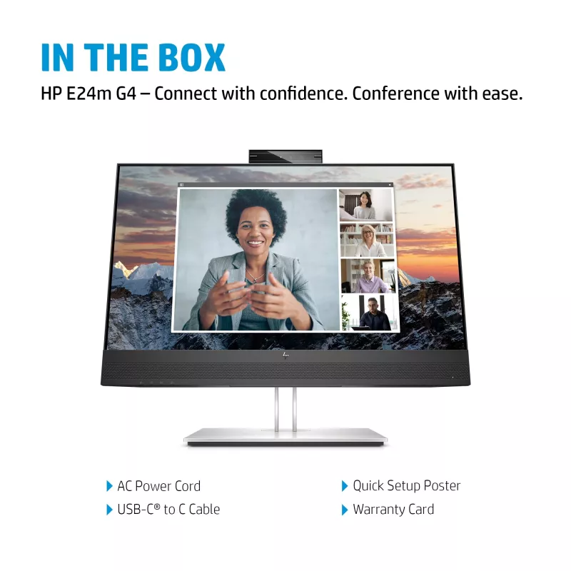 HP E24m G4 FHD USB-C Conferencing Monitor, 60.5 cm (23.8 inch), 1920 x 1080 pixels, Full HD, LCD, 5 ms, Black