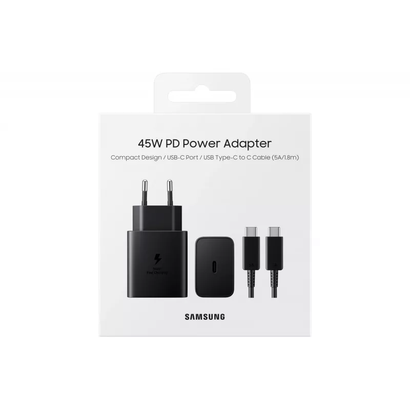 AC Indoor Charger Samsung EP-T4510 Universal Fast Charging 45W USB-C PD 3.0 Black