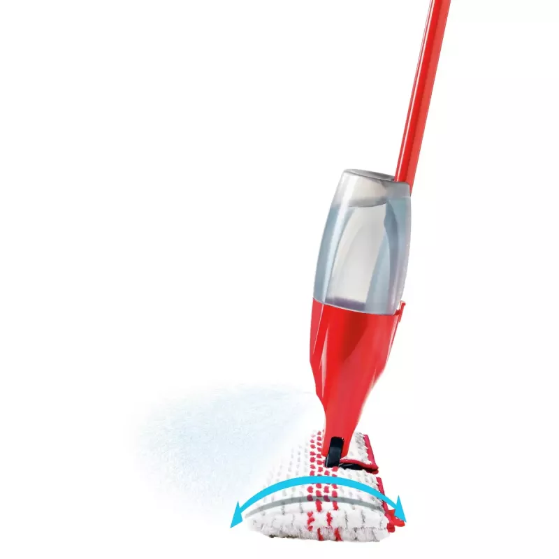 Mop VILEDA Spray Max Microfibre Dry & Wet — plastic head, 0.6 L water tank, antibacterial, white/red