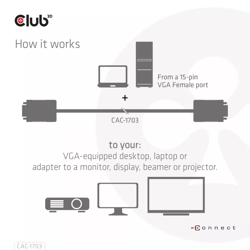 VGA Cable Bidirectional M/M 3m 28AWG CLUB3D CAC-1703