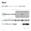 CLUB3D USB Gen1 Type-C 9-in-1 hub with HDMI, VGA, 2x USB Gen1 Type-A, RJ45, SD/Micro SD card slots and USB Gen1 Type-C Female port