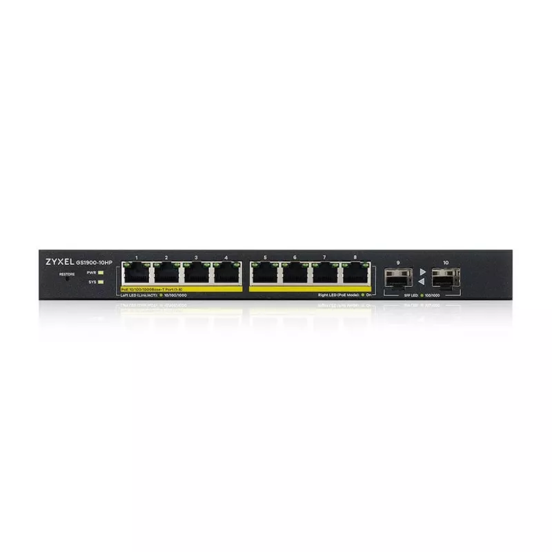 Zyxel GS1900-10HP Managed L2 Gigabit Ethernet (10/100/1000) Power over Ethernet (PoE) Black