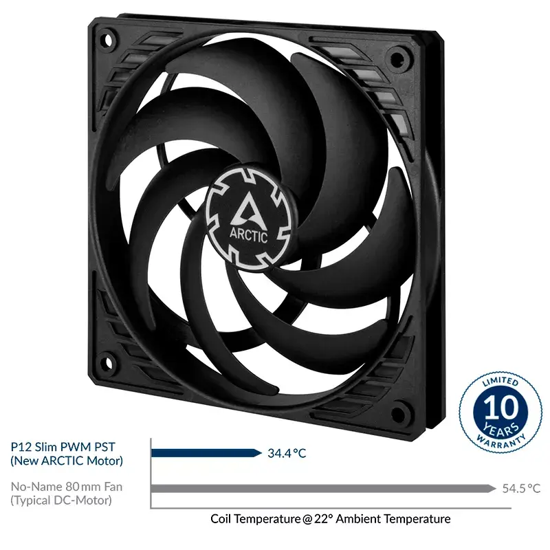 ARCTIC P12 Slim PWM PST Pressure-optimised 120 mm PWM Fan with integrated Y-cable