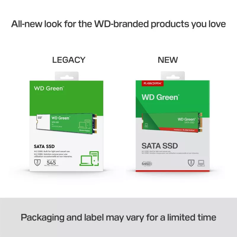 WESTERN DIGITAL SSD - WD Green - 480GB - SATA 6Gb/s - M.2 2280 - MTTF 2.0M hours