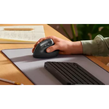 LOGITECH Lift Vertical Ergonomic Mouse - Right Handed - Wireless - Graphite Black