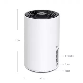 Router TP‑LINK AXE5400 Mesh Wi‑Fi 6E system — Tri‑Band 2.4/5/6 GHz, coverage up to 670 m², 3× LAN, 4 internal antennas