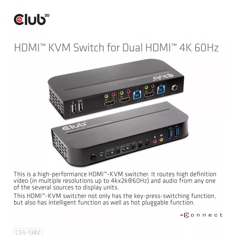 KVM Switch CLUB3D CSV-1382 Dual HDMI 4K 60Hz USB