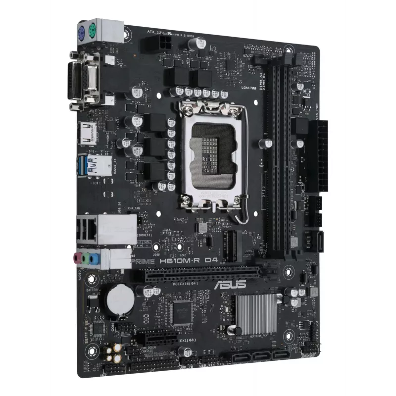 Motherboard ASUS PRIME H610M-R D4 — Intel H610, LGA 1700, Micro ATX, DDR4, 2 DIMM (up to 64 GB), M.2 & SATA III, USB Type-A