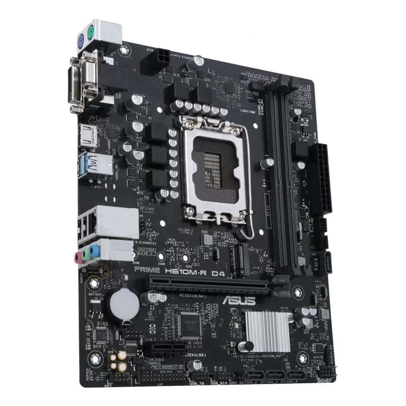 Motherboard ASUS PRIME H610M-R D4 — Intel H610, LGA 1700, Micro ATX, DDR4, 2 DIMM (up to 64 GB), M.2 & SATA III, USB Type-A