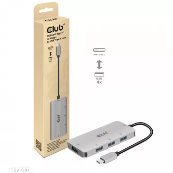 CLUB3D 4-Port USB-A Hub for USB-C – 10Gbps Fast Transfer