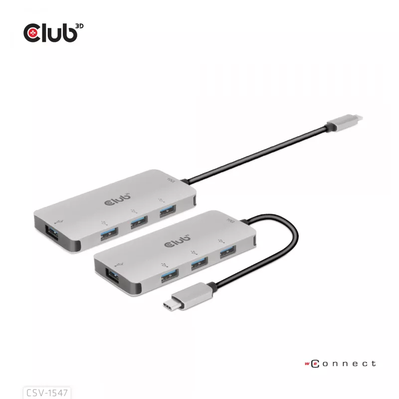 CLUB3D 4-Port USB-A Hub for USB-C – 10Gbps Fast Transfer