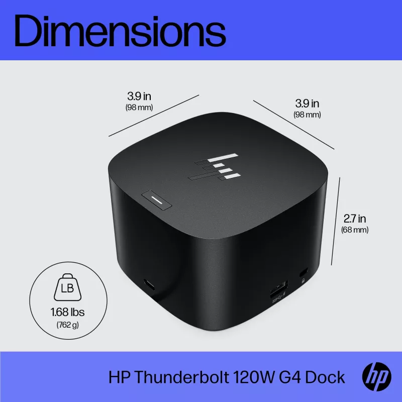 HP Thunderbolt Dock 120W G4, Wired, Thunderbolt 4, Black, Kensington, China, Thailand, Taiwan, Business