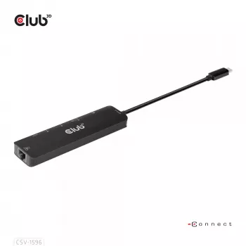 CLUB3D USB Gen1 Type-C, 6-in-1 Hub with HDMI 8K30Hz, 2xUSB Type-A, RJ45 and 2xUSB Type-C, Data and PD charging 100 watt