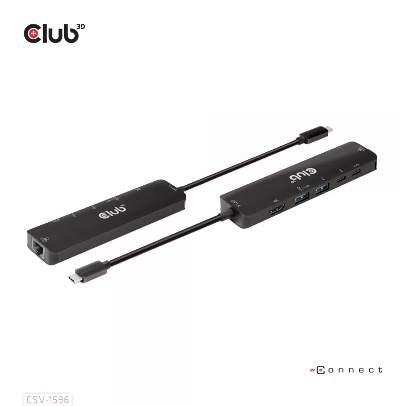 CLUB3D USB Gen1 Type-C, 6-in-1 Hub with HDMI 8K30Hz, 2xUSB Type-A, RJ45 and 2xUSB Type-C, Data and PD charging 100 watt