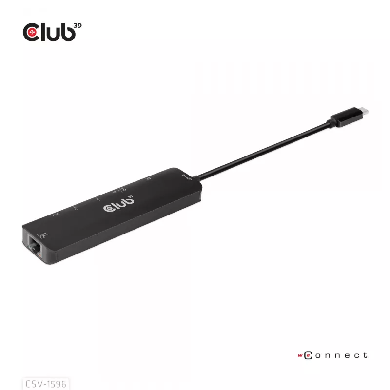 CLUB3D USB Gen1 Type-C, 6-in-1 Hub with HDMI 8K30Hz, 2xUSB Type-A, RJ45 and 2xUSB Type-C, Data and PD charging 100 watt