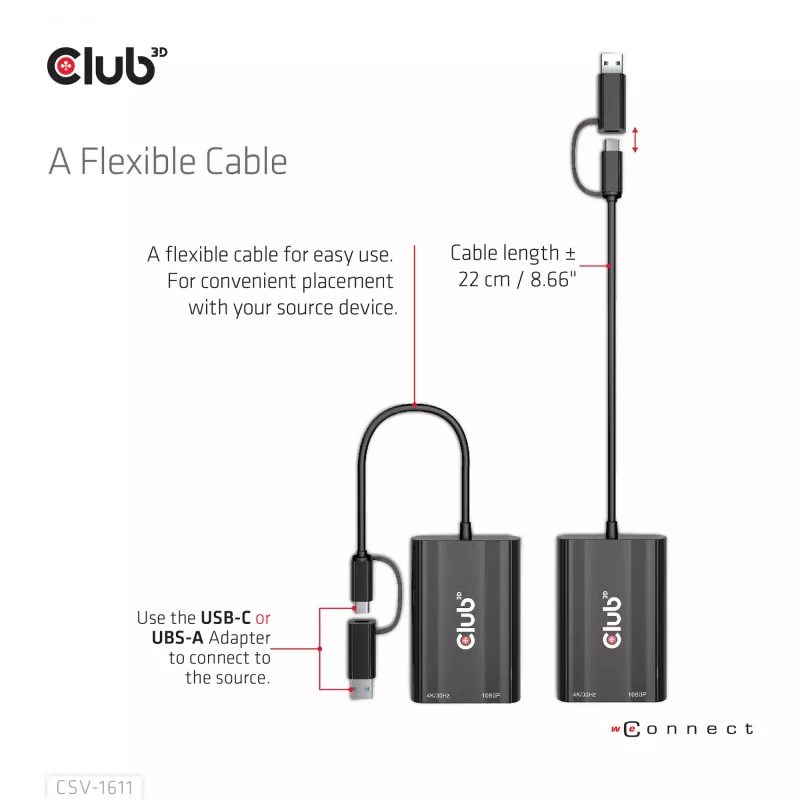 CLUB3D USB Gen1 Type-C/-A to Dual HDMI (4K/30Hz) / VGA (1080/60Hz)